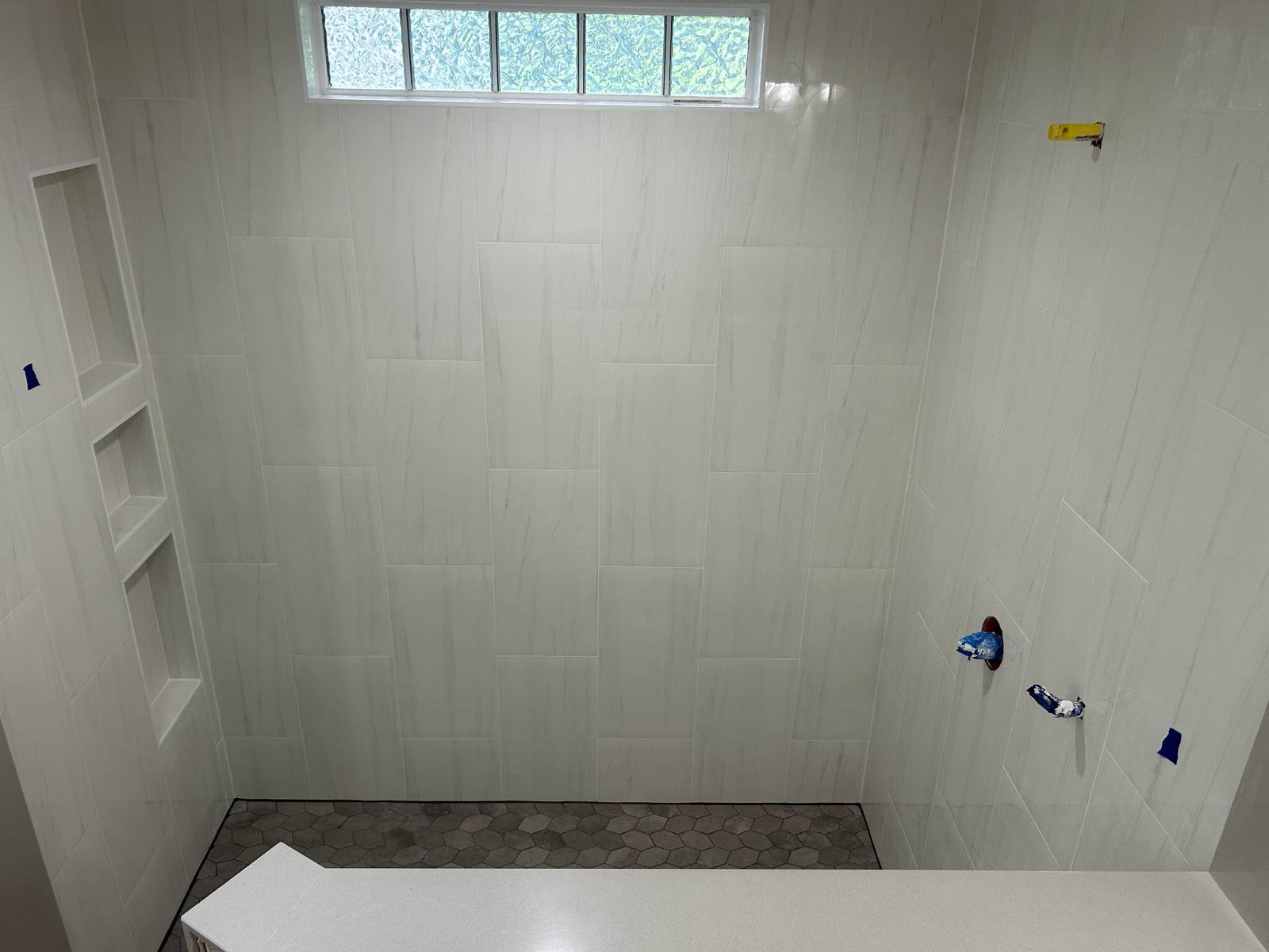 Shower with built-in niches (in progress)