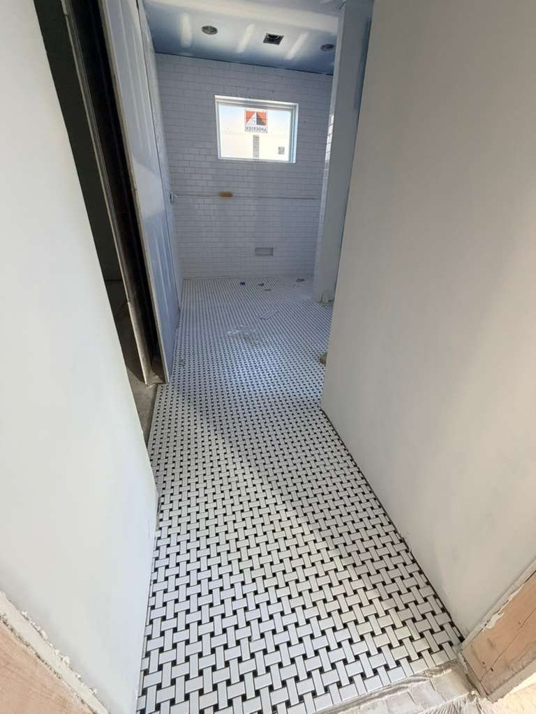 Black and white mosaic floor
