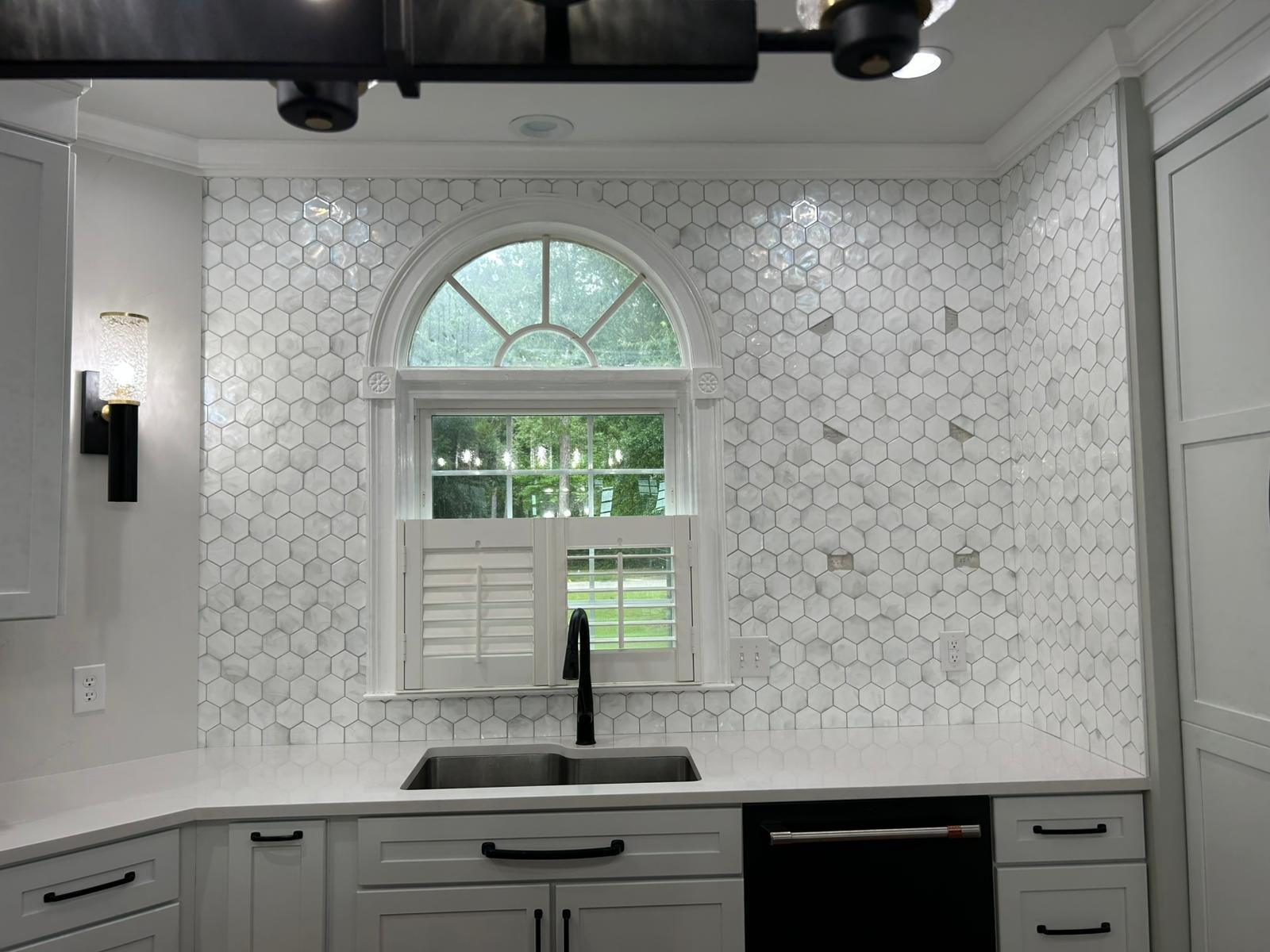 Marble mosaic backsplash