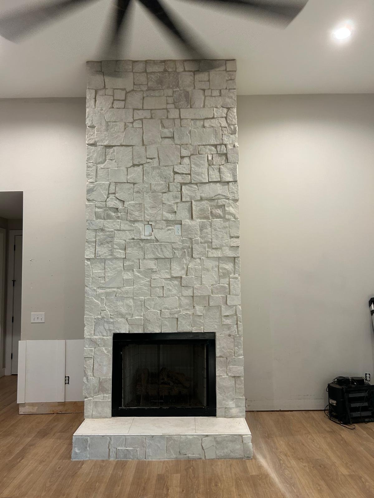 Natural stone fireplace surround
