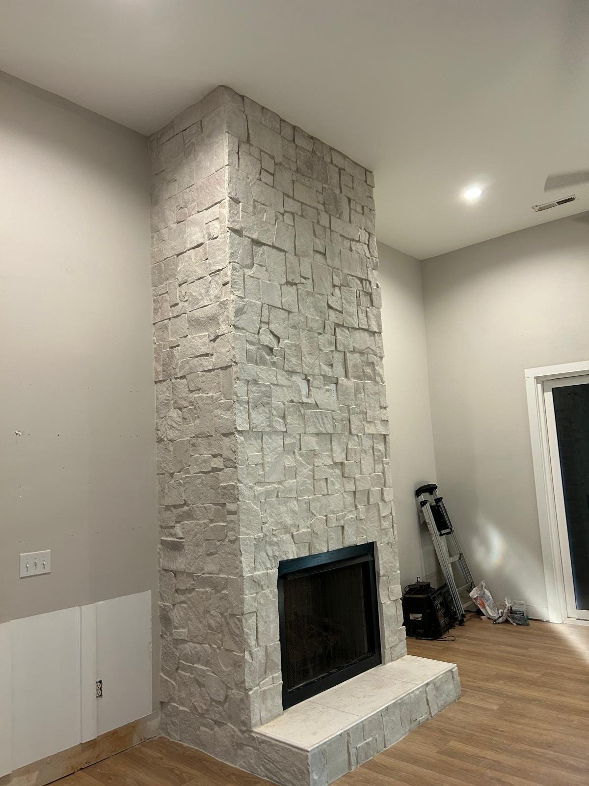 Natural stone fireplace (side view)