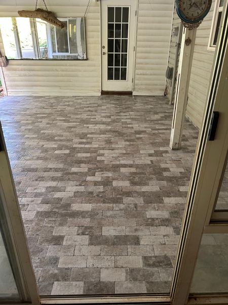 Covered porch tile floor