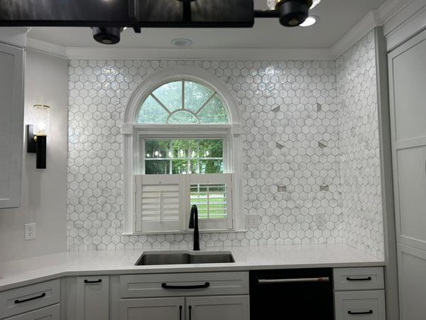 Marble mosaic backsplash
