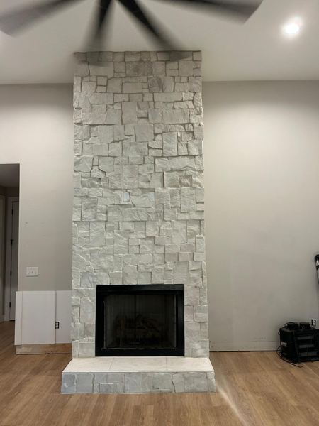 Natural stone fireplace surround