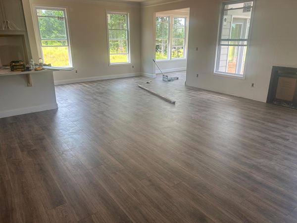 Luxury vinyl plank in an open-concept living area